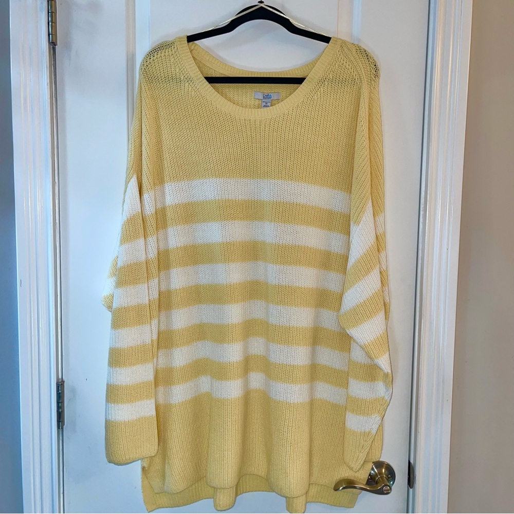 Croft & Barrow striped sweater, yellow and white, 3x